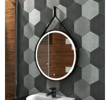 Зеркало для ванной Uperwood Round 65 см, LED подсветка, сенсор, черный ремень